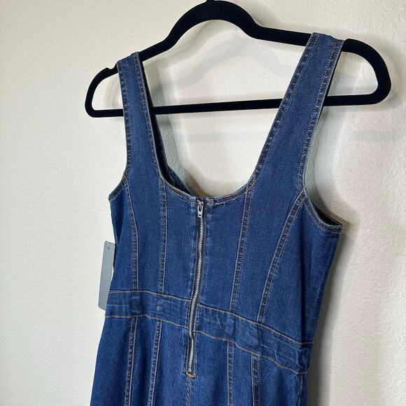 NWT Tractr Blue Denim Hi-Low Fit & Flare Dress Cotton Blend – Size S - Picture 8 of 16